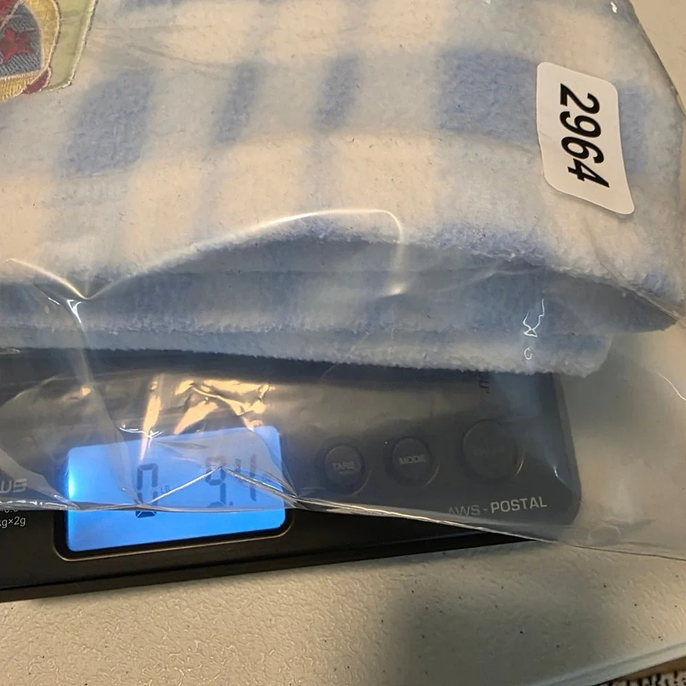 Baby‎ Connection Blue White Plaid Fleece Baby Blanket Baseball Dog PRE-LOVED